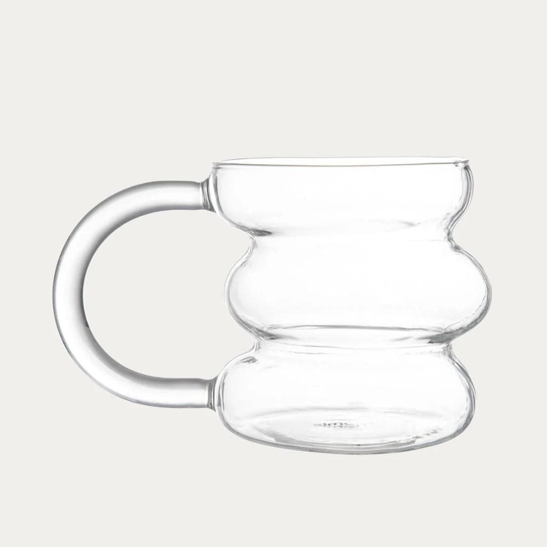 Sklenený hrnček BUBBLY s uchom 0,4 l, transparentný