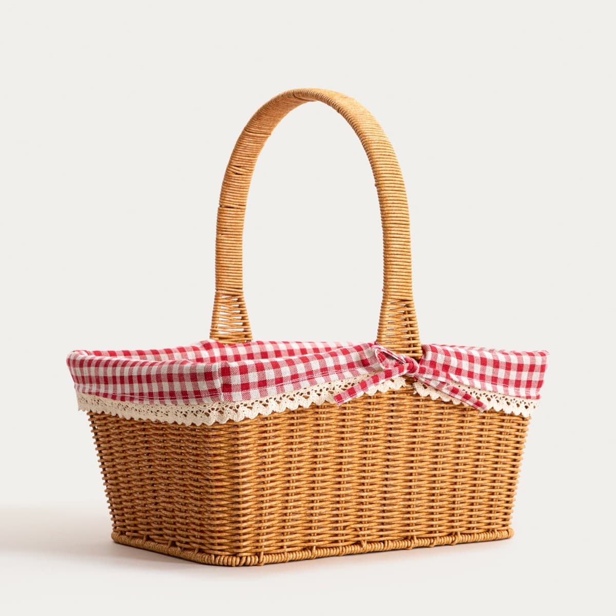 Nákupný košík PERLOTTE s kockovaným vzorom 38 × 26 cm