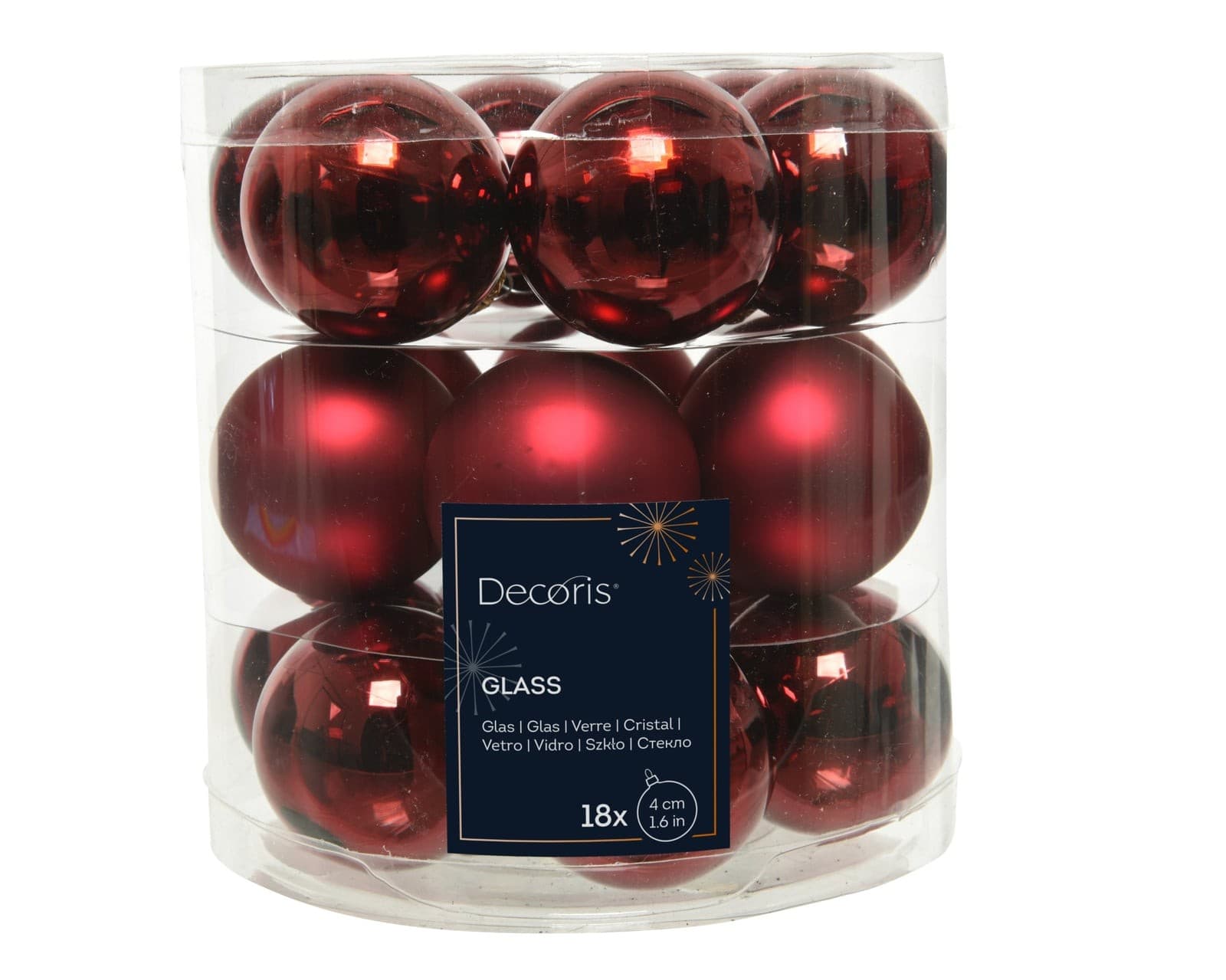Sklenené vianočné gule oxblood 4 cm, lesklé a matné