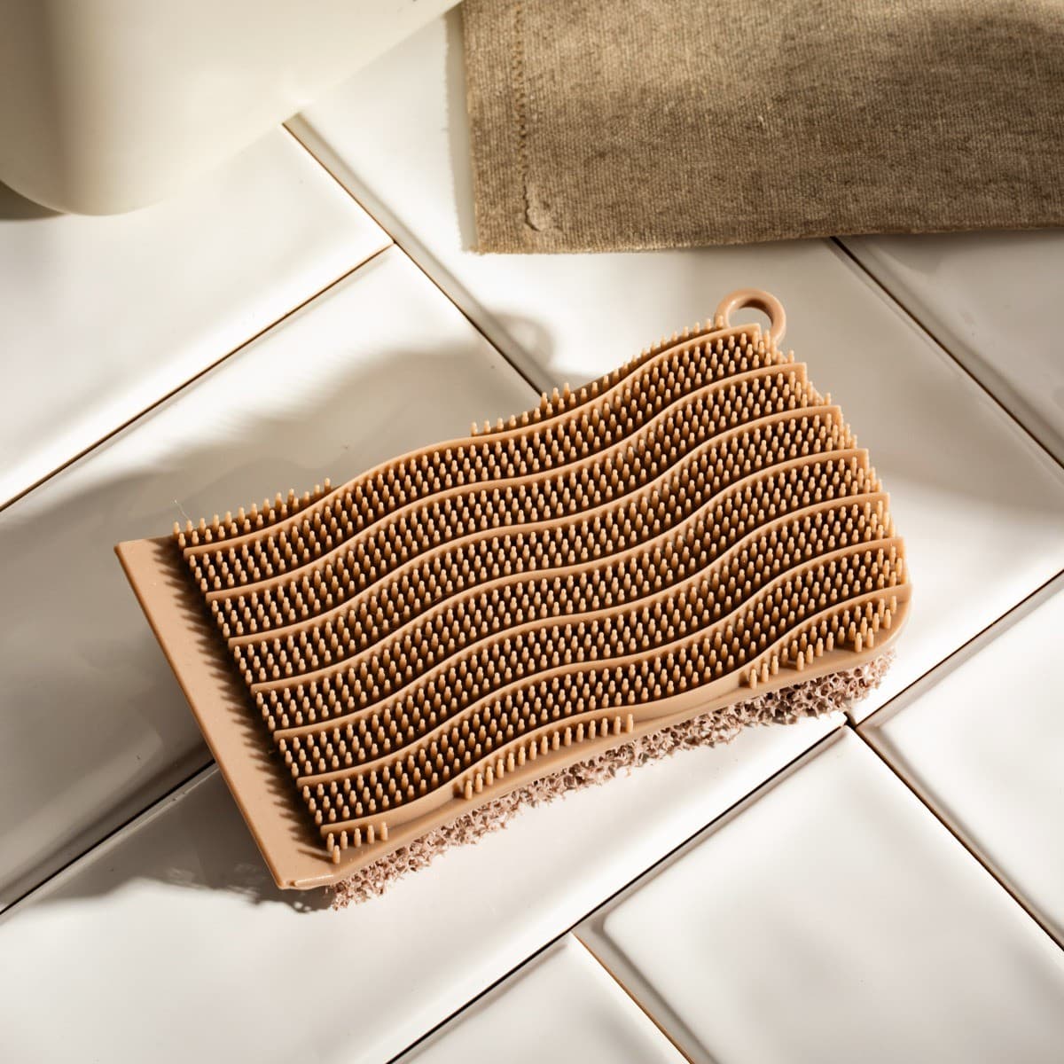 Špongia EASY CLEAN silikónová obojstranná taupe 13 × 7 cm