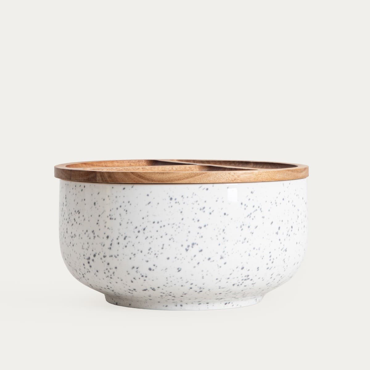 Porcelánová miska CAVIANO s akáciovým viečkom, 24 × 13,5 cm