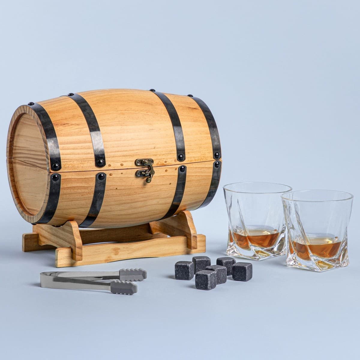 Súprava na whisky GOMERA drevený sud 4 ks