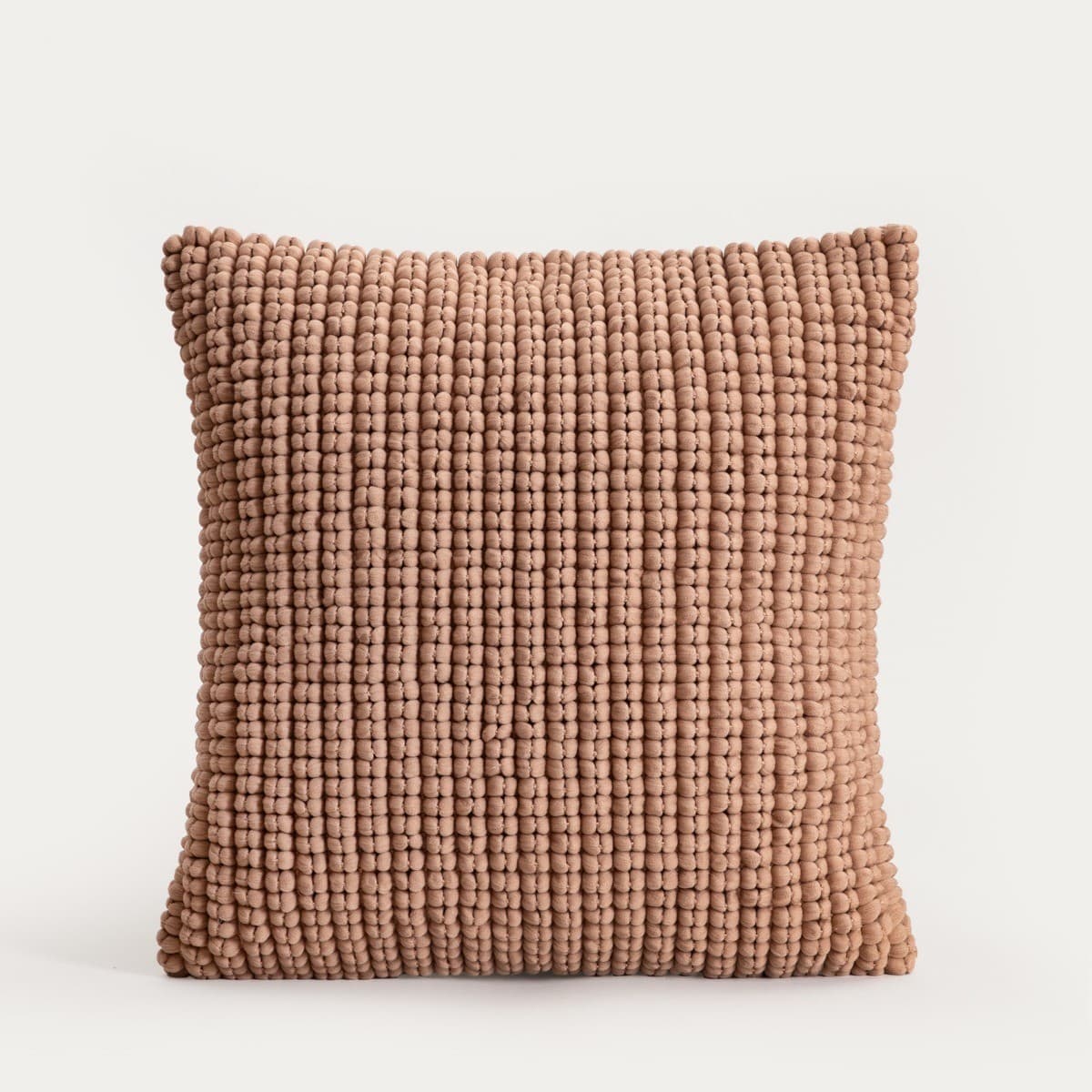 HOMLA ASHA béžová obliečka na vankúš s dekoratívnou slučkovou väzbou 45 × 45 cm