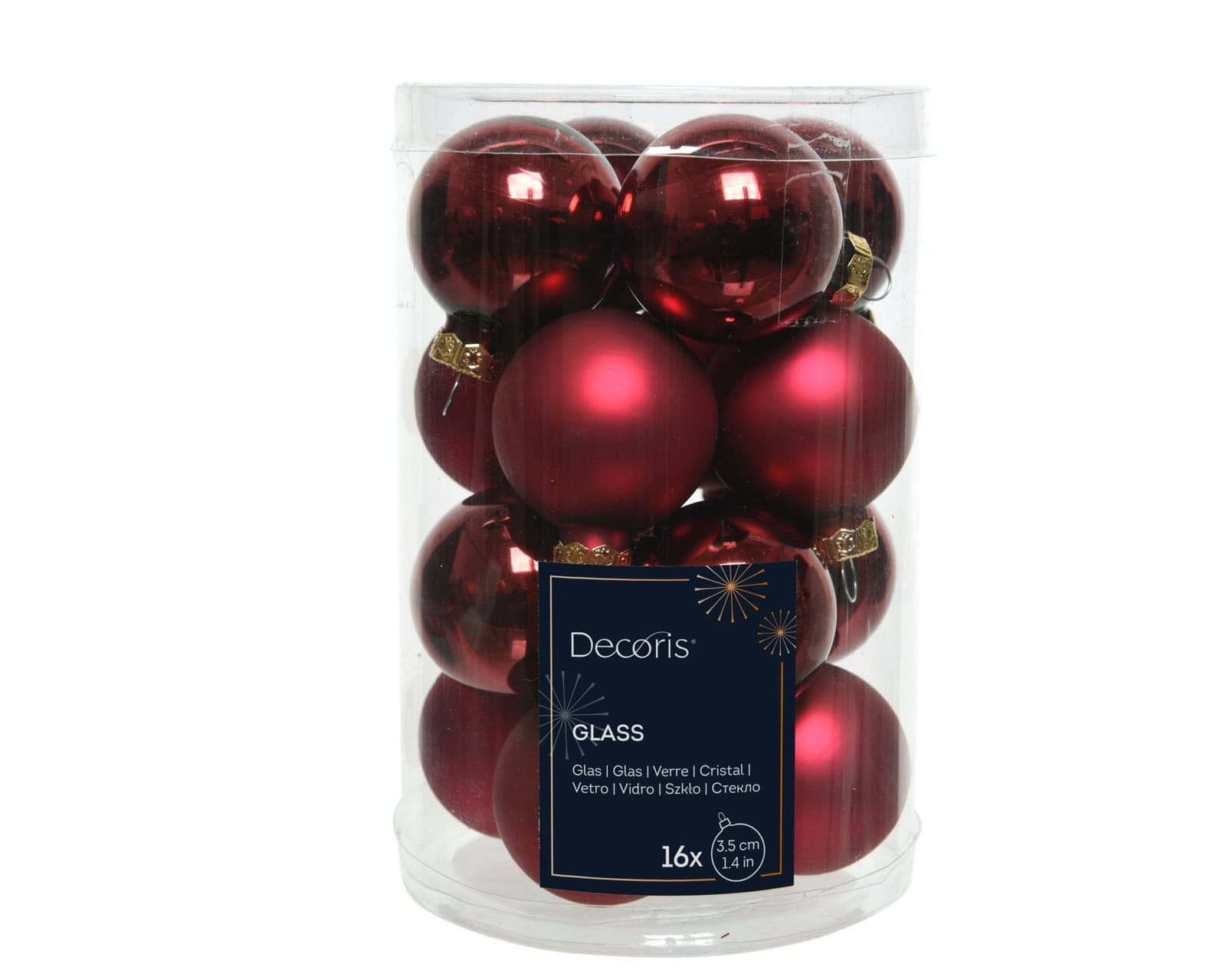 Sklenené vianočné gule oxblood, 3,5 cm, lesklé a matné