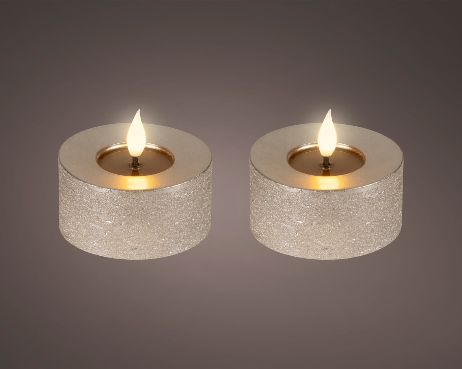 LED čajová sviečka zo strieborného vosku 6 cm